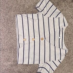 Size Med, Cream ane navy blue stripes crop top